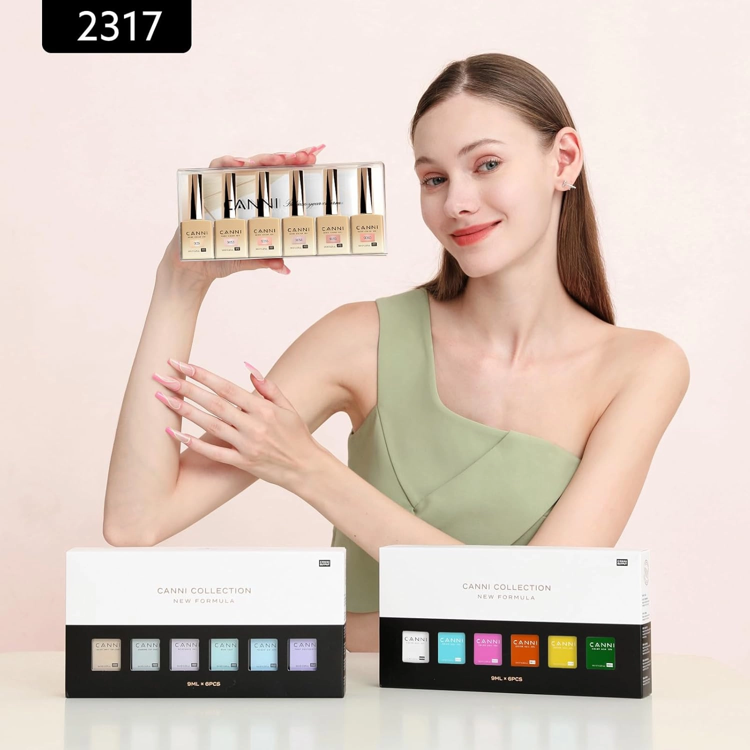 CANNI 6pcs 9ml Jelly Nude Pink Gel Nail Polish Set- Neutral Transparent Pink Colors Gel Polish Kit, Soak Off LED Nail Gel Manicure Kit DIY at Home Salon Gifts for Women Girls