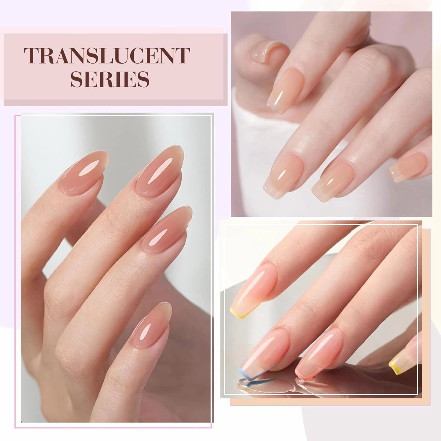 CANNI 6pcs 9ml Jelly Nude Pink Gel Nail Polish Set- Neutral Transparent Pink Colors Gel Polish Kit, Soak Off LED Nail Gel Manicure Kit DIY at Home Salon Gifts for Women Girls