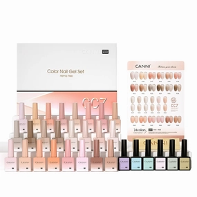 CANNI CC7 30 Pcs 9ML Hema-Free Jelly Gel Nail Polish Set with Base Top Coat- Jelly Nude Pink Translucent Gel Polish Colors Kit, Soak Off LED Nail Manicure Kit DIY at Home Salon Gifts