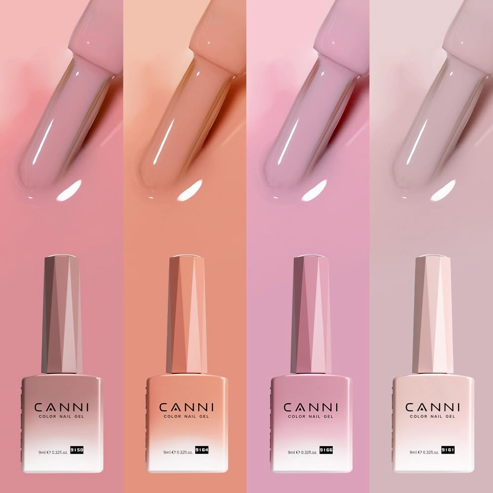CANNI CC7 30 Pcs 9ML Hema-Free Jelly Gel Nail Polish Set with Base Top Coat- Jelly Nude Pink Translucent Gel Polish Colors Kit, Soak Off LED Nail Manicure Kit DIY at Home Salon Gifts