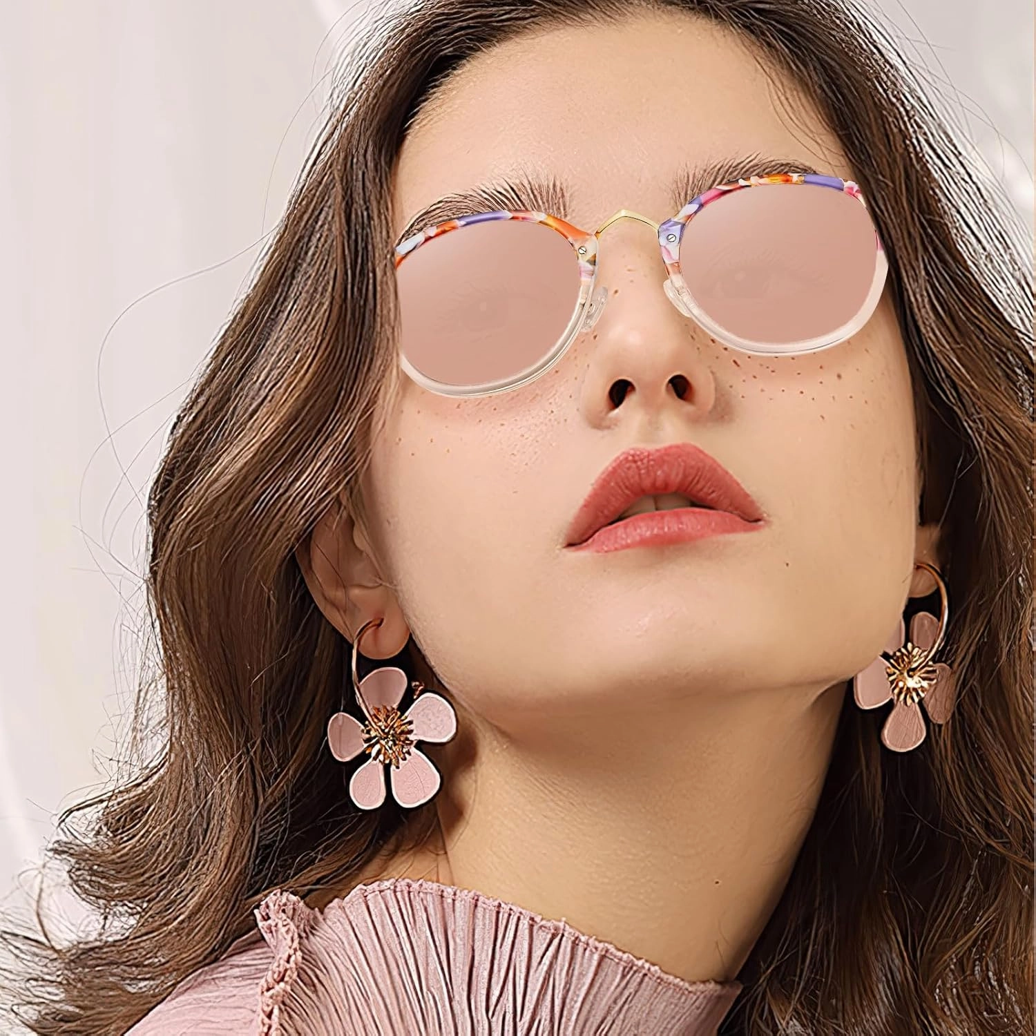 CARFIA Acetate Metal Bridge Sunglasses for Women Polarized UV Protection, Retro Fashion Ladies Sunnies Round Shades Eyewears