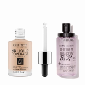 Catrice | HD Foundation 30 & Prime & Fine Dewy Glow Spray Bundle | Full Coverage Makeup | Vegan & Cruelty Free