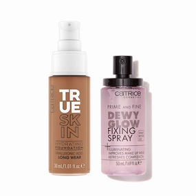 Catrice | True Skin Foundation 80 & Prime & Fine Dewy Glow Spray Bundle | Full Coverage Makeup | Vegan & Cruelty Free