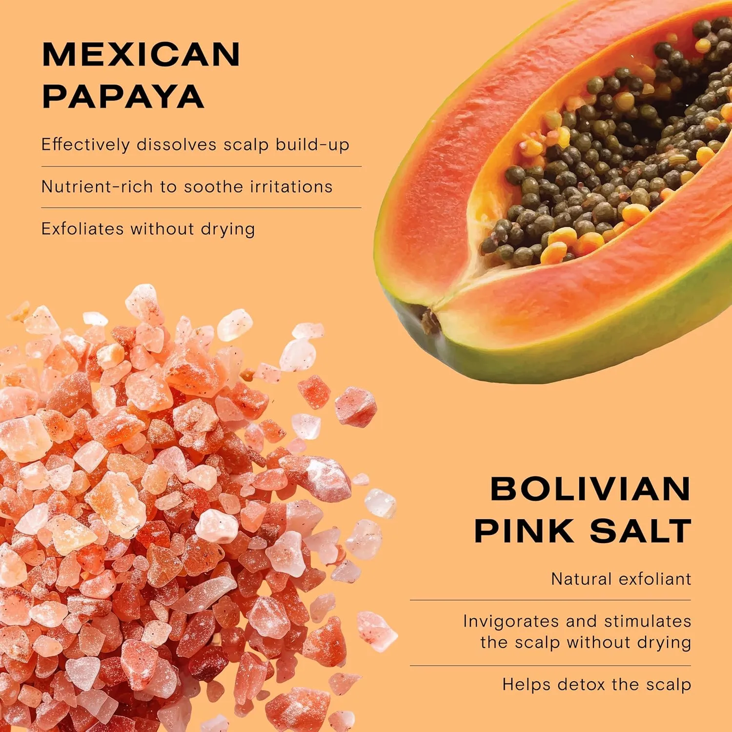 Ceremonia Papaya Scalp Scrub Exfoliating Shampoo Treatment with Papaya Enzymes Pink Salt Detox, 8 Fl Oz | 236 mL