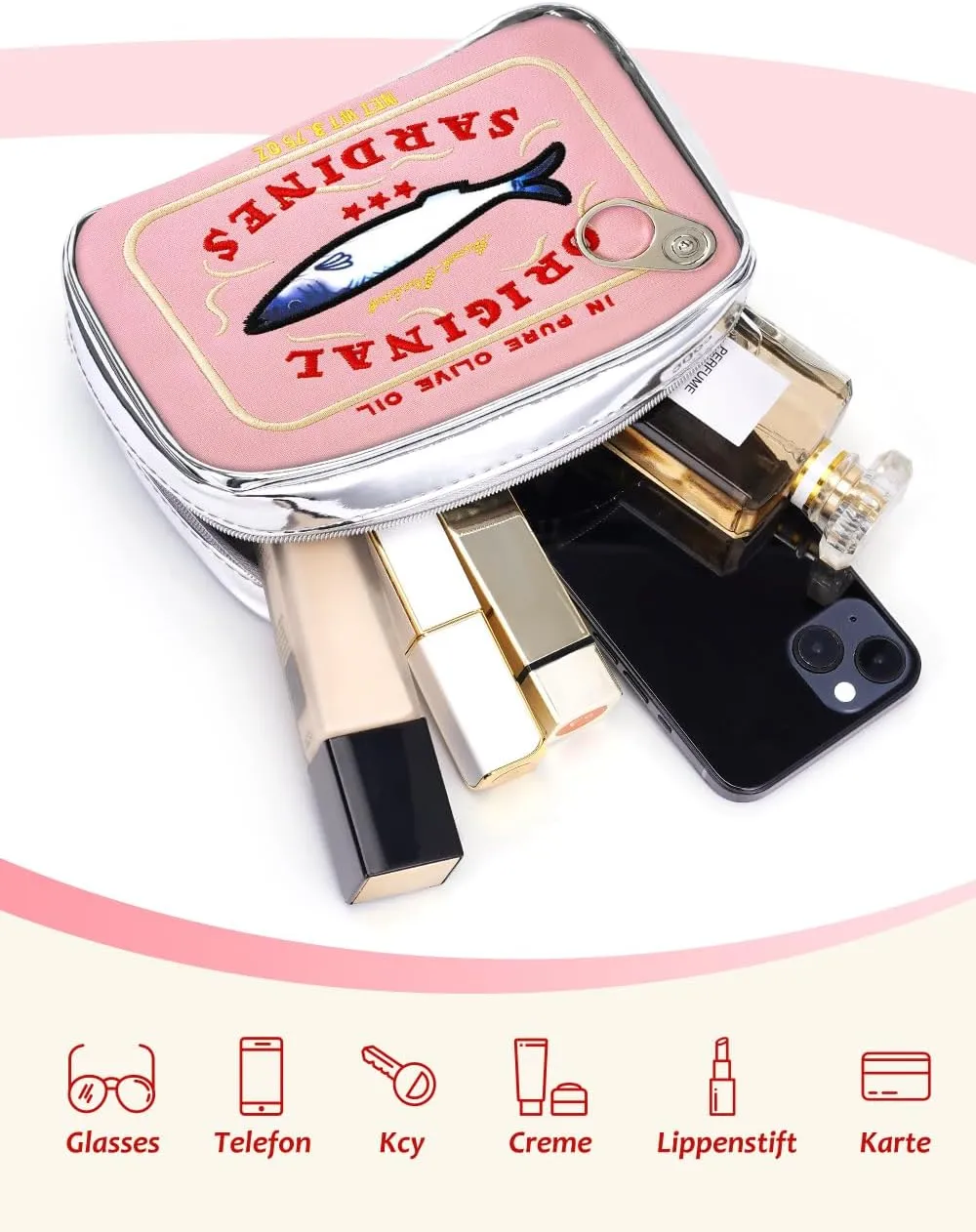 Cessfle Canned Sardines Makeup Bag, Creative Cute Makeup Bag Canned Fish Cosmetic Bag Coquette Cosmetic Pouch Aesthetic Toiletry Bag For Women…, Pink, 1hf2rh1lg4pn1ny8bp2
