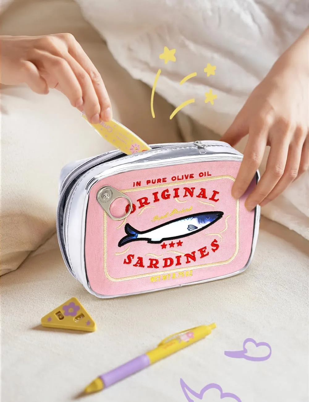 Cessfle Canned Sardines Makeup Bag, Creative Cute Makeup Bag Canned Fish Cosmetic Bag Coquette Cosmetic Pouch Aesthetic Toiletry Bag For Women…, Pink, 1hf2rh1lg4pn1ny8bp2