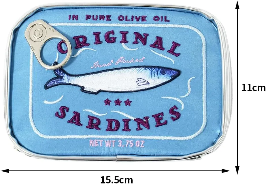 Cessfle Canned Sardines Makeup Bag, Funny Sardine Tin Fish Cosmetic Bag, Creative Cute Makeup Bag Kawaii Pencil Case Pouch, Coquette Make up Pouch for Women