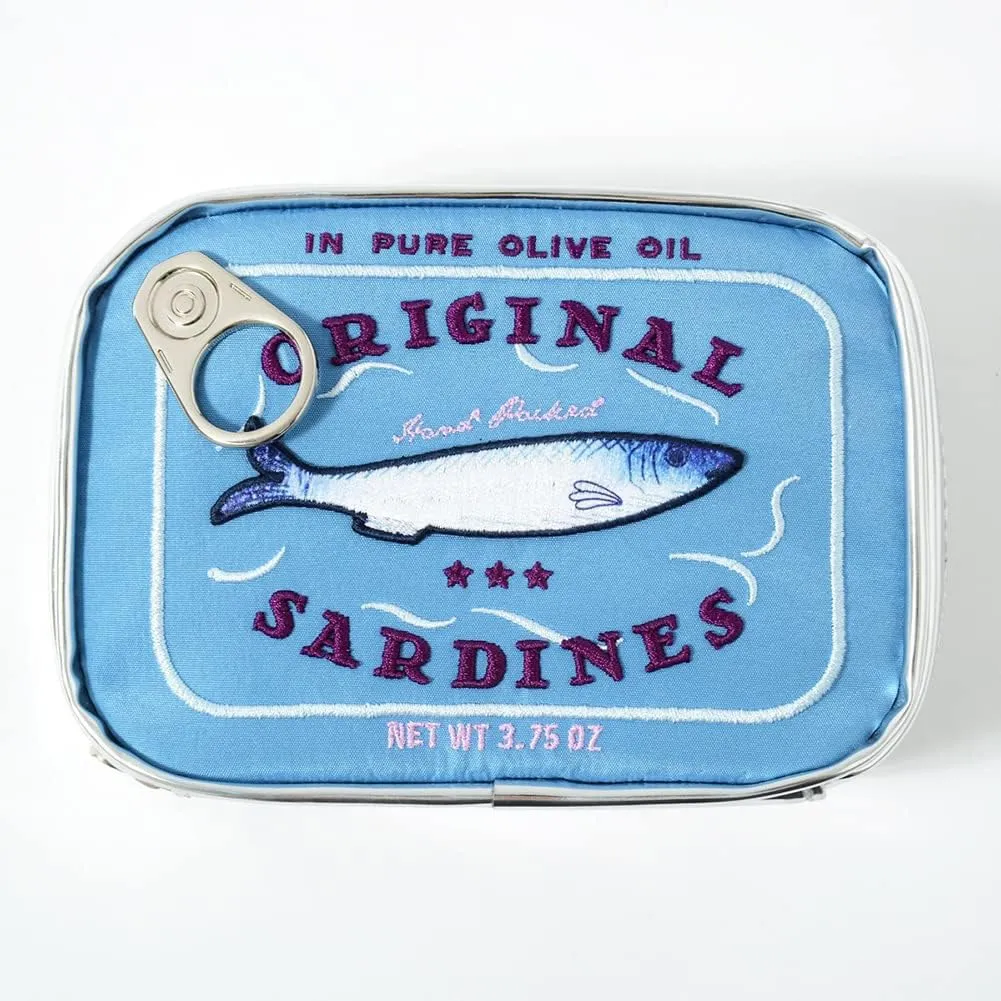 Cessfle Canned Sardines Makeup Bag, Funny Sardine Tin Fish Cosmetic Bag, Creative Cute Makeup Bag Kawaii Pencil Case Pouch, Coquette Make up Pouch for Women