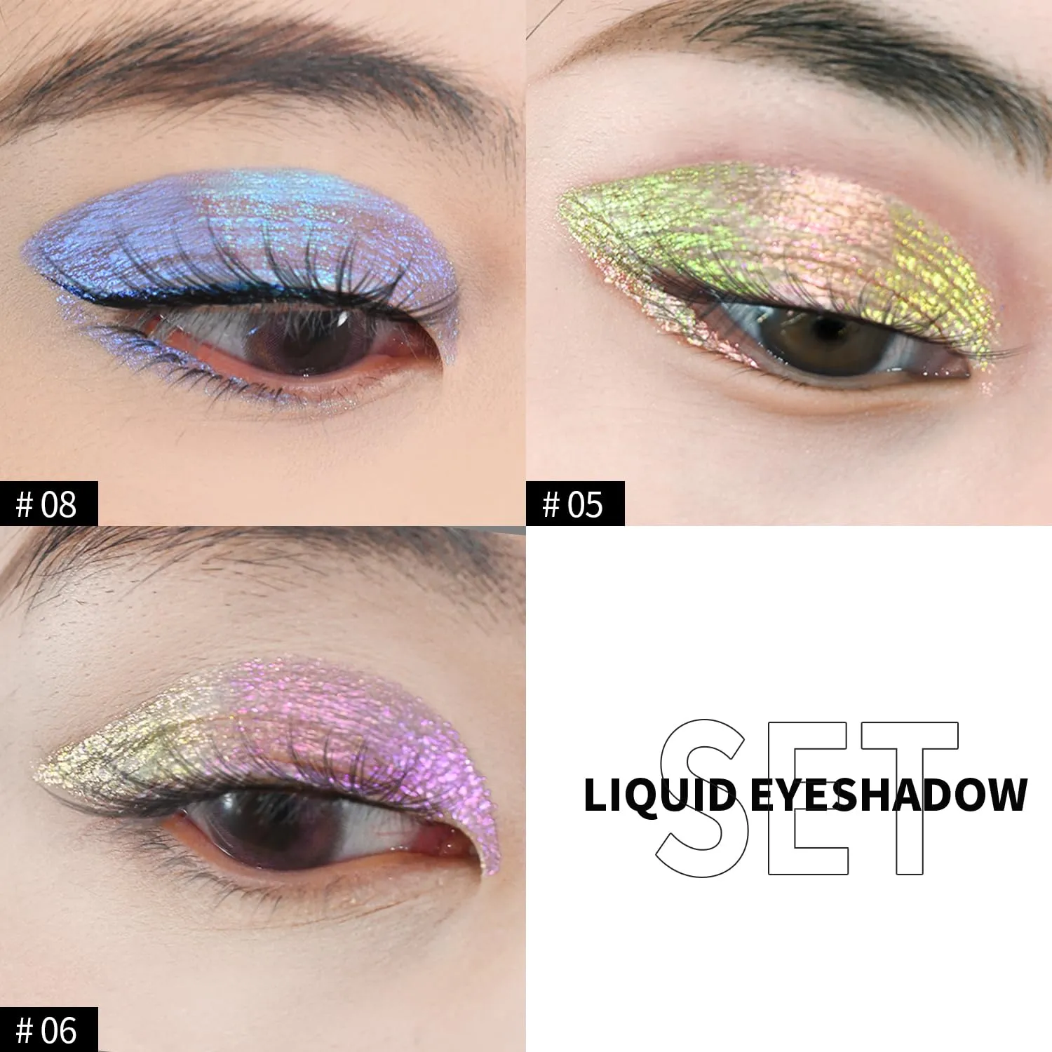 CHARMACY Liquid Duochrome Eyeshadow, Multi-Dimensional Eye Looks, Long Lasting Glitter Eye Shadow Sets Metallic Pigments, Quick Drying, Sparkling Shiny Eye Makeup for Beginners, 1.6g (#303)
