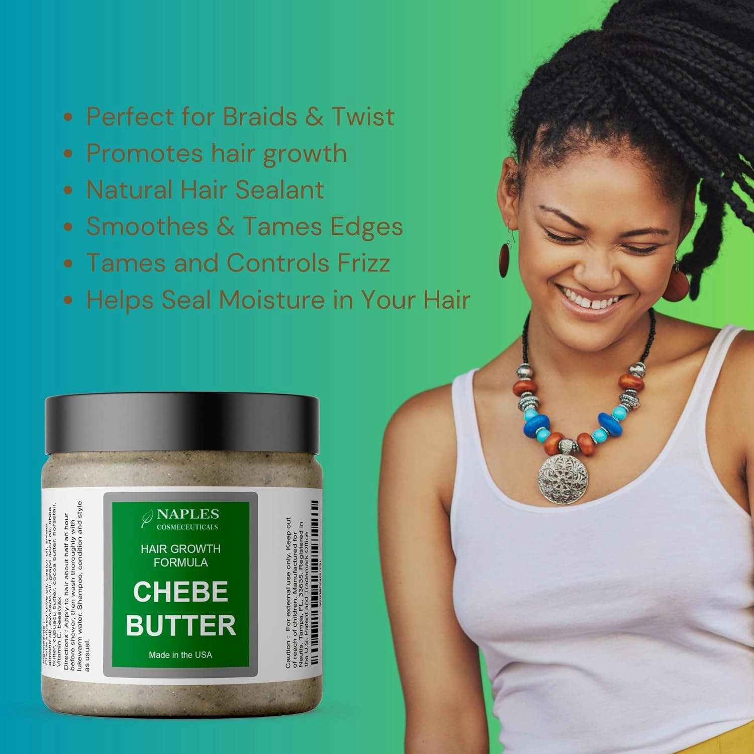Chebe Hair Butter with Chebe Powder Hair Growth Conditioner All Natural Serum Thickening Strengthening For All Hair Types Made in USA
