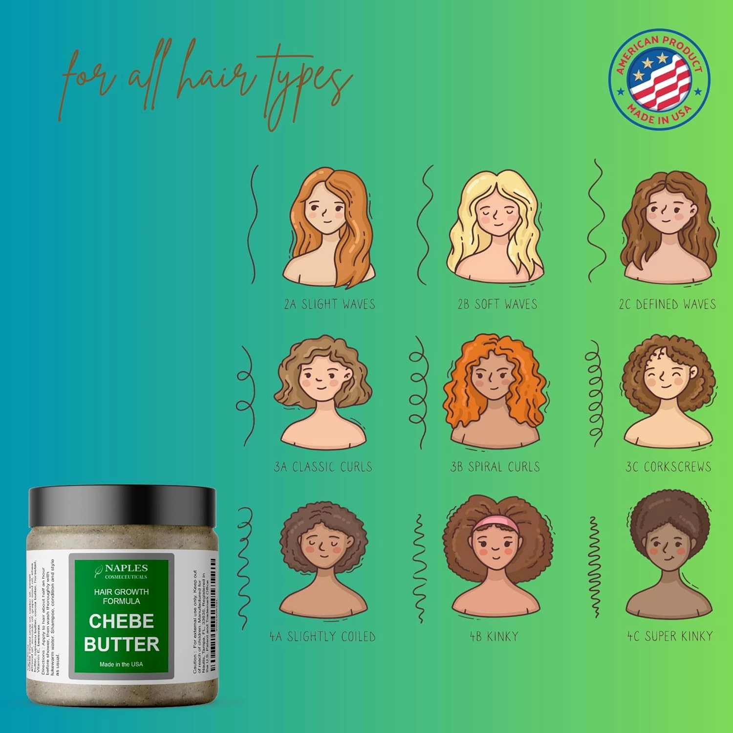Chebe Hair Butter with Chebe Powder Hair Growth Conditioner All Natural Serum Thickening Strengthening For All Hair Types Made in USA