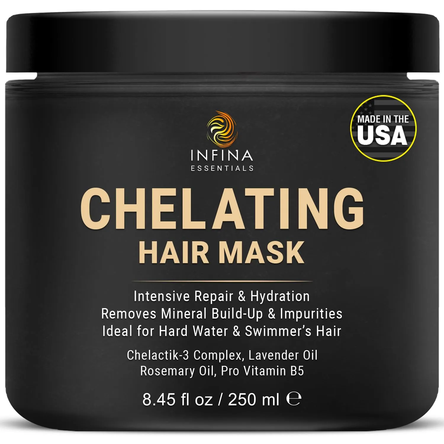 Chelating Metal Detox Hair Mask - Ion Hair Mask with Chelactik-3 & Rosemary Oil, Hair Build Up Remover for Hard Water Hair Treatments, Swimmers & Color-Treated Hair - 8.45 fl oz