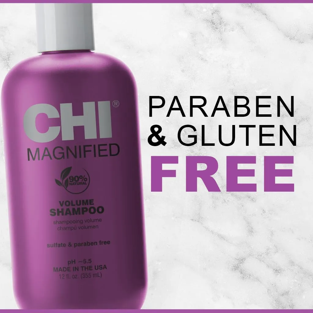 CHI Magnified Volume Shampoo, Boosts Volume & Body & Builds Strength & Shine, Great For Fine Hair, Sulfate, Paraben, & Cruelty-Free, 12 Oz