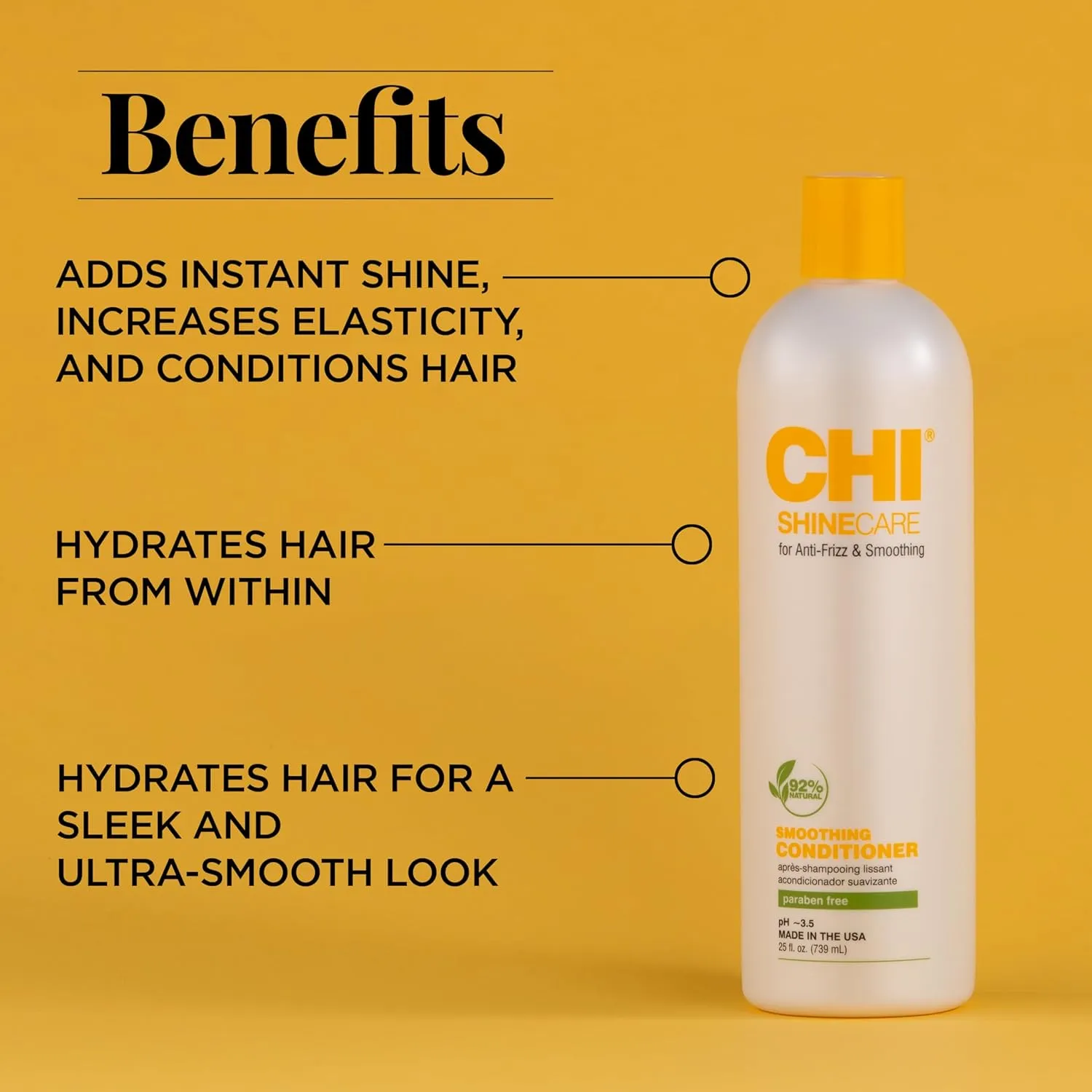 CHI ShineCare Smoothing Conditioner, Transforms Dull Hair Adding Instant Shine And Hydration, Sulfate, Paraben, & Cruelty-Free, 25 Oz