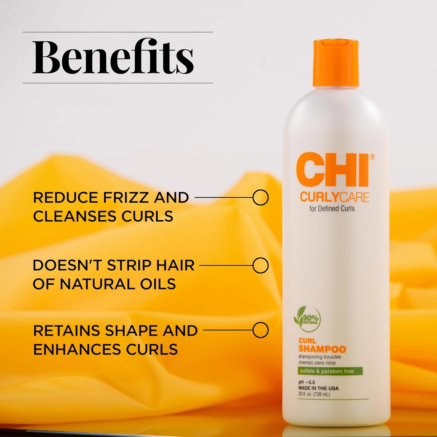 CHI CurlyCare Curl Shampoo, Hydrates Curls, Reduces Frizz & Increases Elasticity & Strength, Sulfate, Paraben, & Cruelty-Free, 25 Oz