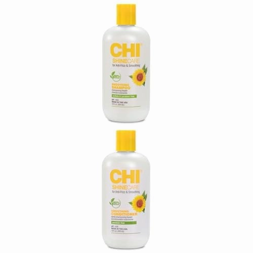 CHI ShineCare Smoothing Shampoo & Conditioner Bundle, 12 Oz Each, Natural, Unscented, For All Hair Types