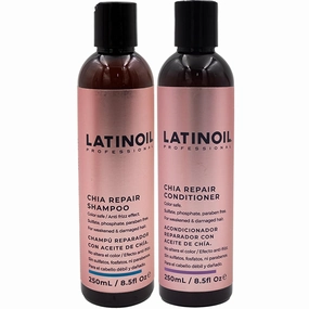 Chia Seeds Hair Repair Shampoo And Conditioner Sulfate & Paraben Free - Very Rich Natural Treatment Product, Thicken the Hair, Safe for Color Treated, Curly, Textured Hair, 8 Oz