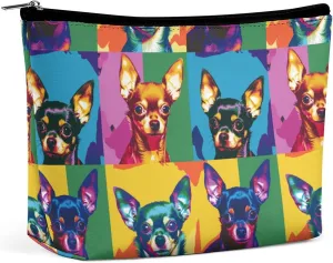 Chihuahua Dog Art Doodle Travel Makeup Bag Toiletry Bags Waterproof Portable Pouch Make Up Organizer