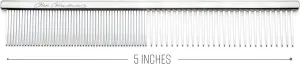 Chris Christensen 5in Face and Feet Fine/Coarse Butter Comb, Groom Like a Professional, Rounded Corners Prevent Friction and Breakage, Solid Brass Spin with Steel Teeth, Chrome Finish