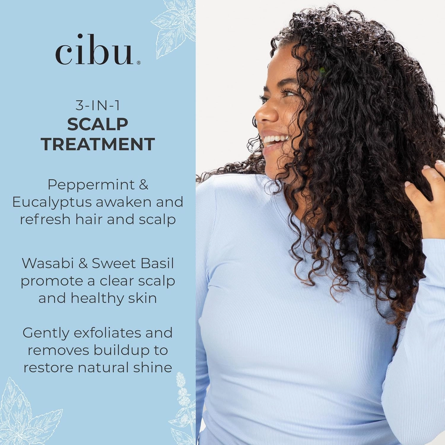 CIBU 3-in-1 Scalp Treatment - Soothing Peppermint Herbal Rinse - Advanced Care Hair and Exfoliating Scalp Treatment - 3.8oz