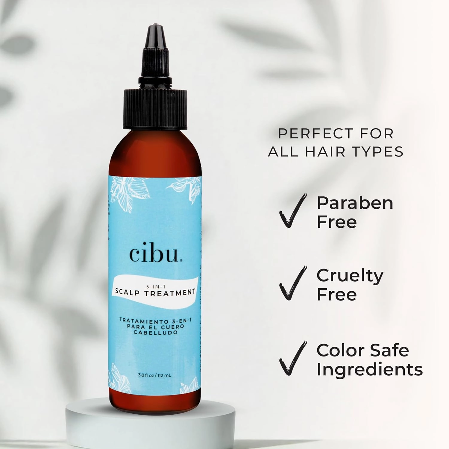 CIBU 3-in-1 Scalp Treatment - Soothing Peppermint Herbal Rinse - Advanced Care Hair and Exfoliating Scalp Treatment - 3.8oz
