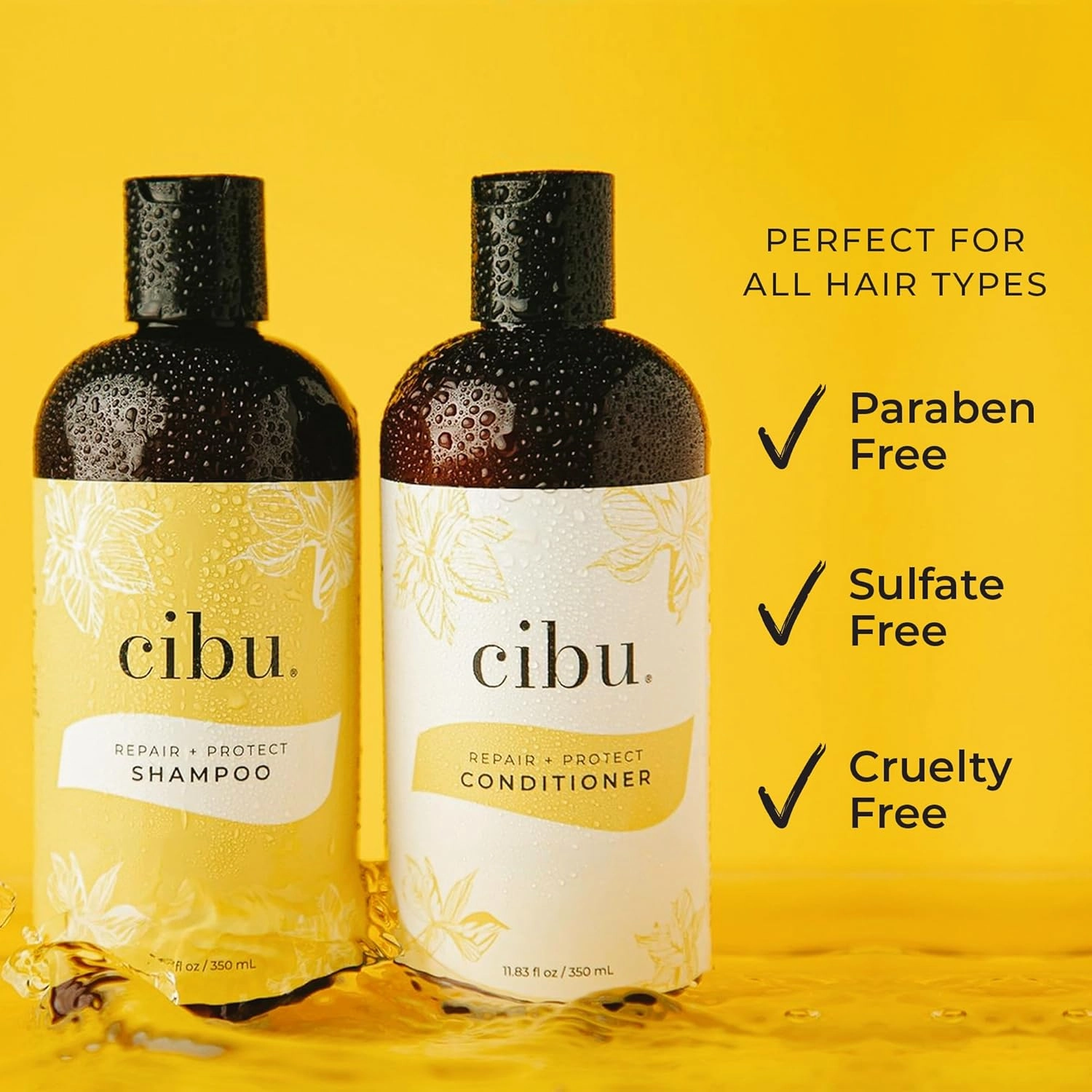 CIBU Repair   Protect Conditioner 30003 Restores Damaged Dry Hair - Protects From Breakage - Safe for Color-Treated Hair - Leaves Hair Smooth Luxurious - Gentle for Daily Use Refreshing Scent 11.83oz