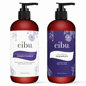 Cibu Volumizing Bundle - Pre-Shampoo Conditioner for Fine Hair Thickening w/Ginseng and Sulphate Free Volumizing Shampoo for Moisturizing Fine, Thin, or Normal Hair - 11.03 Ounces