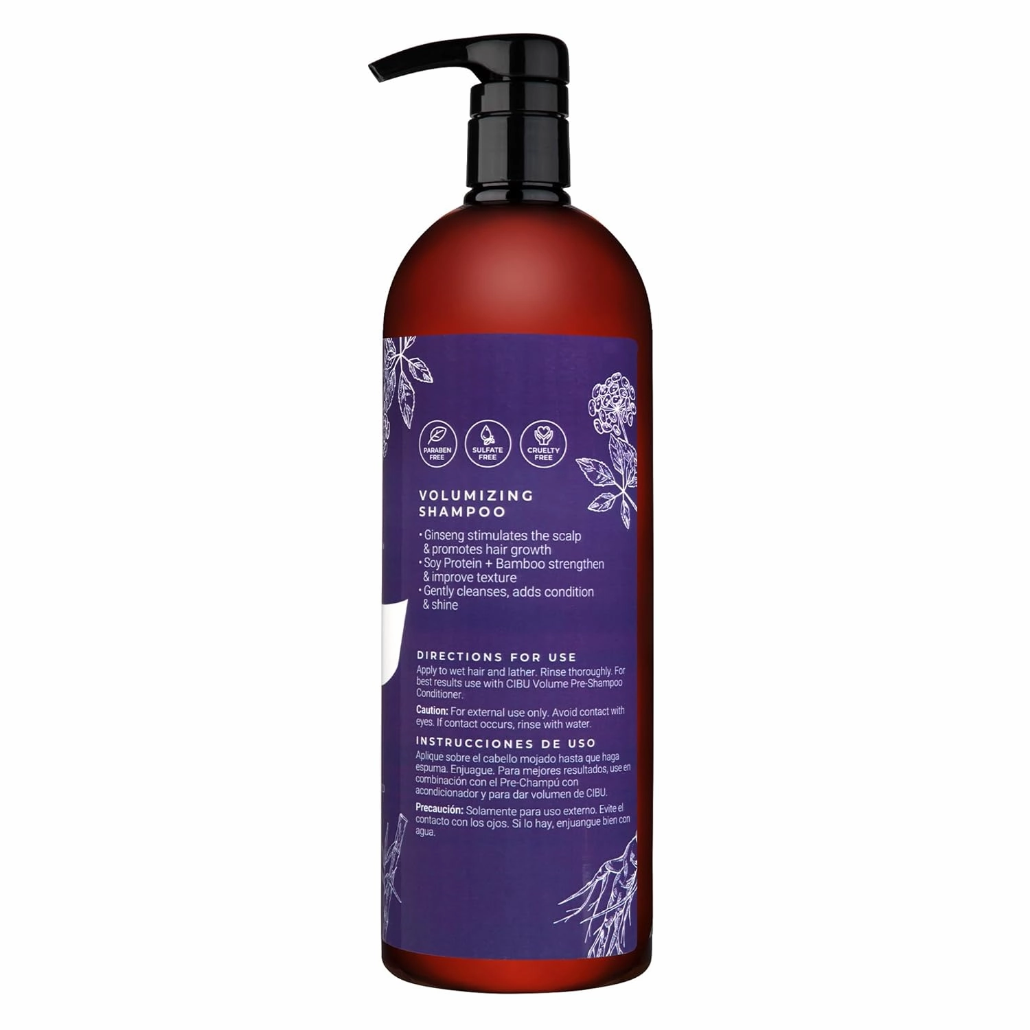 Cibu Volumizing Shampoo for Fine Thin Hair Liter - Hair Thickening Shampoo for Women and Men - Anti Breakage - Nutrient Rich - 34.4oz