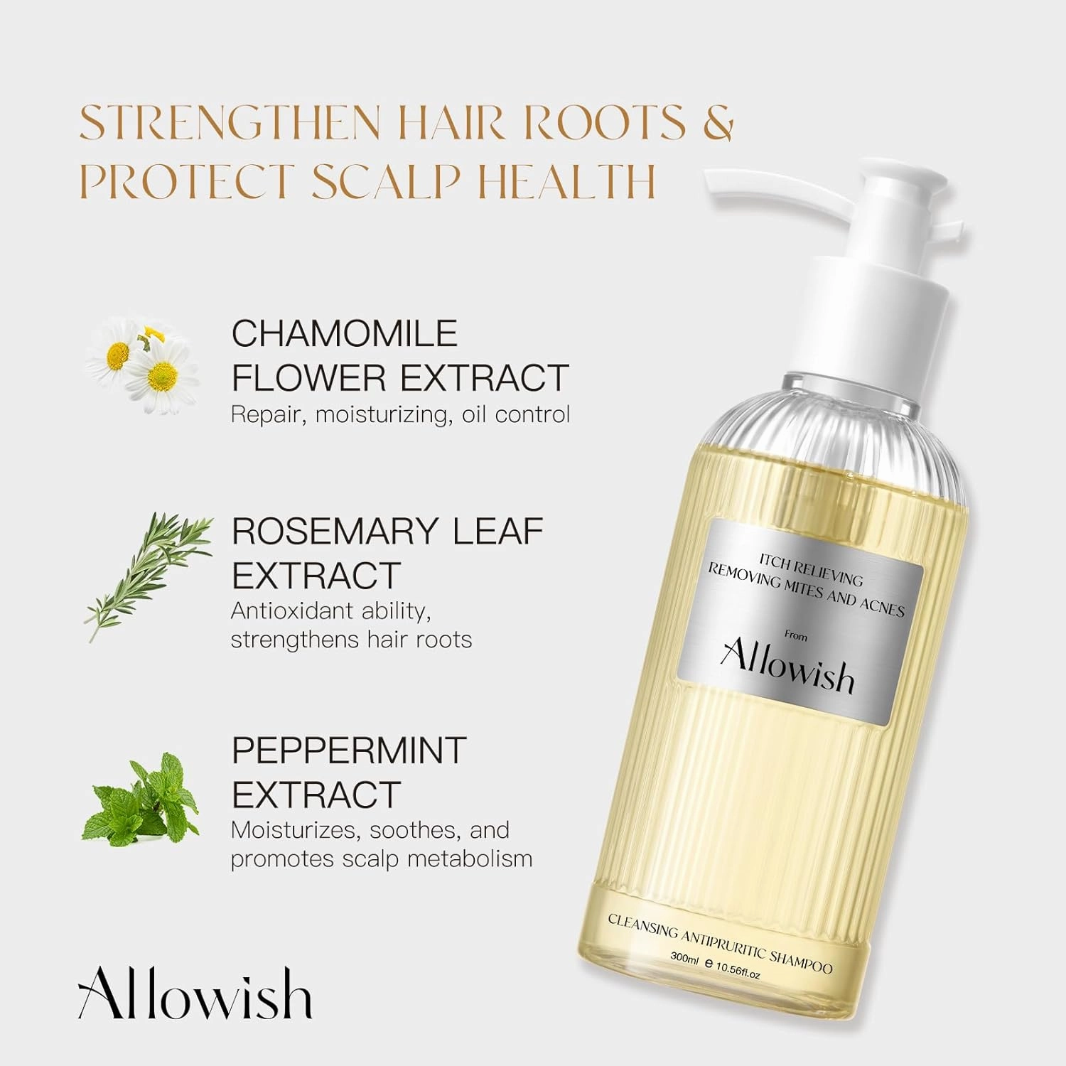 Clarifying Shampoo for Build Up, Dandruff Shampoo with Rosemary & Peppermint Extract, Reduces Oil, Volume, Hydrating, Strengthening, Sulfate-Free for All Hair Types