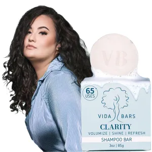 Clarity Solid Shampoo Bar for Curly Hair | Natural, Color Safe, Moisturizing Bar Shampoo for Fine & Dry Hair | Vegan, Sulfate & Paraben Free, Handmade in the USA (Peppermint Oil Scent)