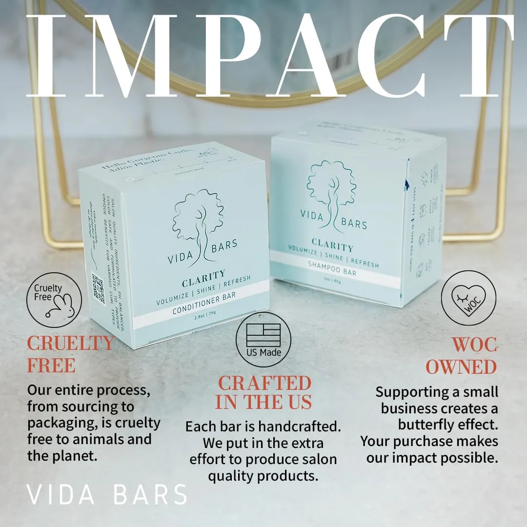 Clarity Solid Shampoo Bar for Curly Hair | Natural, Color Safe, Moisturizing Bar Shampoo for Fine & Dry Hair | Vegan, Sulfate & Paraben Free, Handmade in the USA (Peppermint Oil Scent)