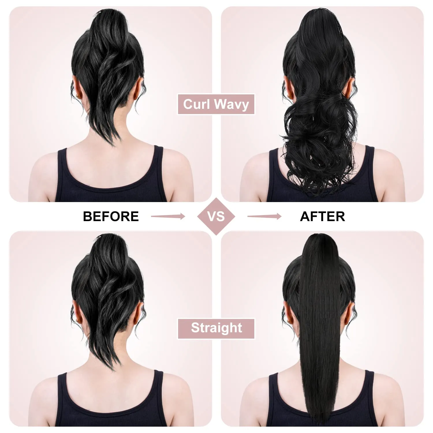 Claw Clip Ponytail Extension 18" Clip in Wavy Ponytail Hair Extensions Long Pony Tails for Women Extensions Ash Blonde Wave Hairpiece