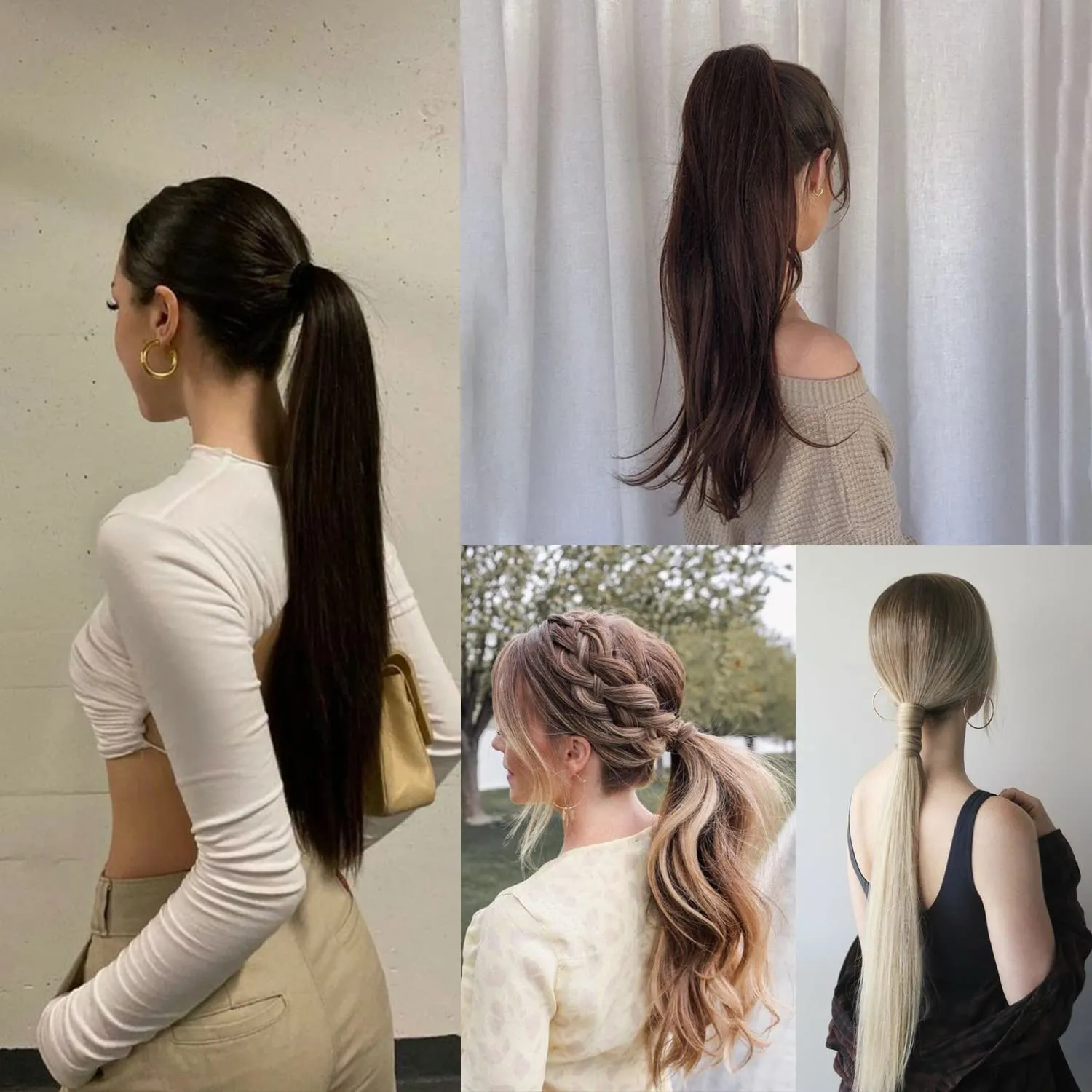 Claw Clip Ponytail Extension 18" Clip in Wavy Ponytail Hair Extensions Long Pony Tails for Women Extensions Ash Blonde Wave Hairpiece