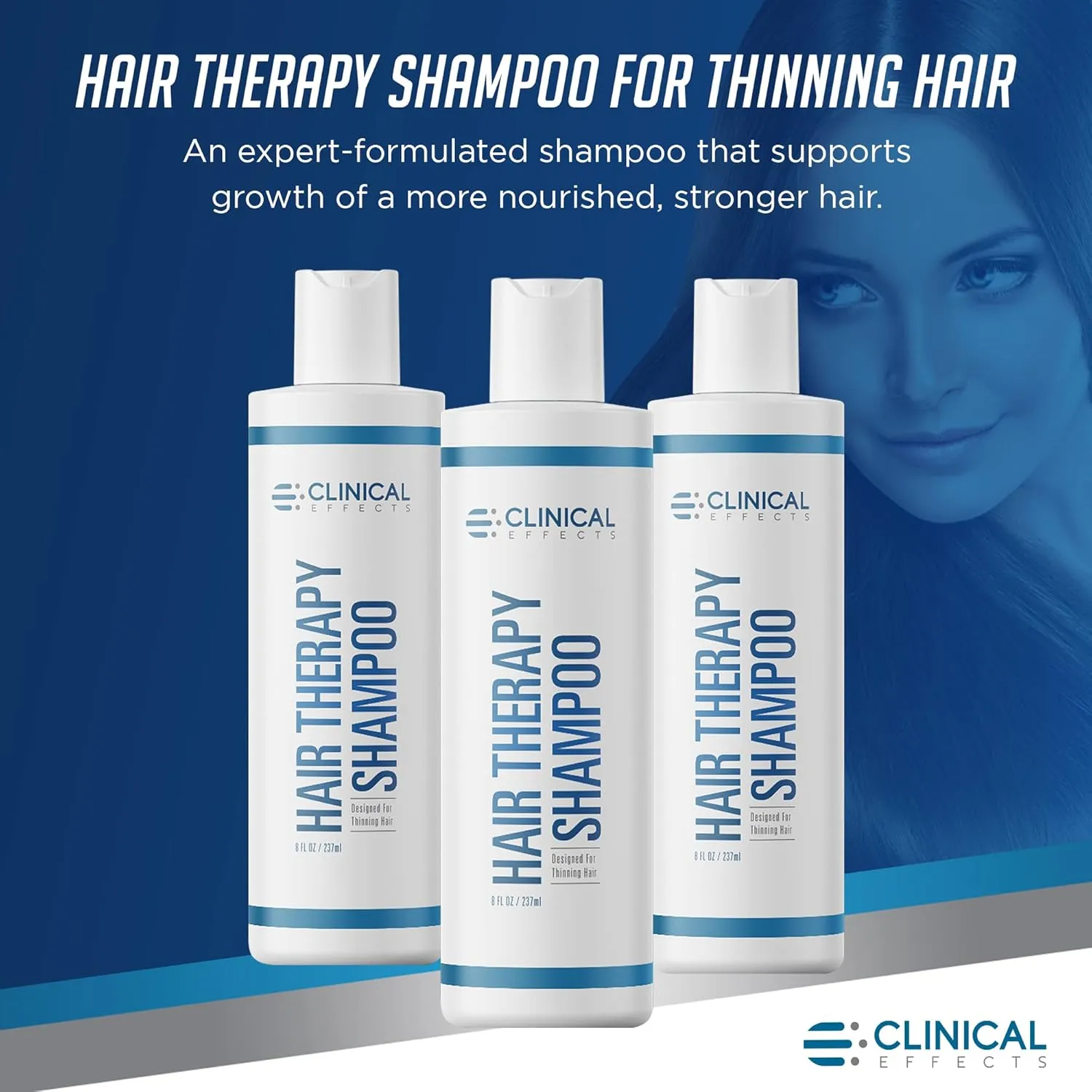 Clinical Effects Hair Therapy Shampoo – Biotin Shampoo with Anagain and Baicapil - Supports Hair Growth for Women and Men - Made in the USA - 8 Fl Oz