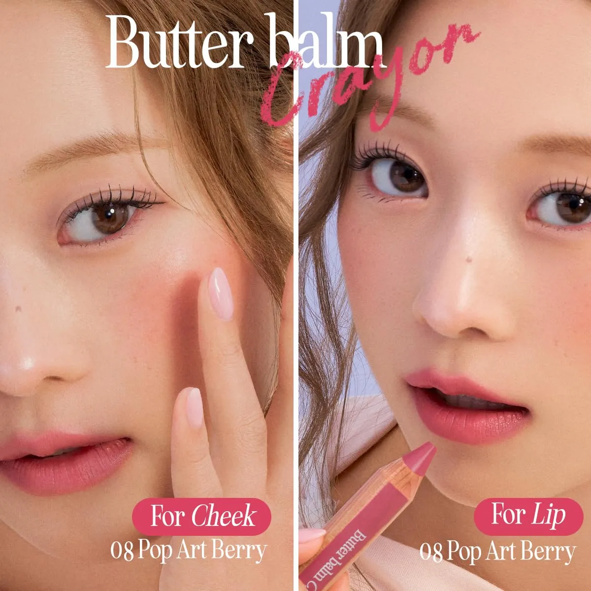 CLIO Butter Balm Crayon, 2-in-1 Lip and Cheek Tint, Buildable Lightweight Cream Blush, Crayon Lipstick Makeup (003 PASTEL ROSE, One Size)