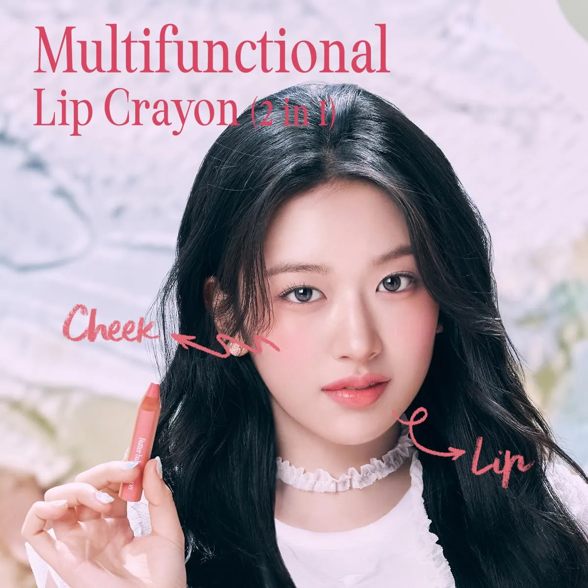 CLIO Butter Balm Crayon, 2-in-1 Lip and Cheek Tint, Buildable Lightweight Cream Blush, Crayon Lipstick Makeup (003 PASTEL ROSE, One Size)