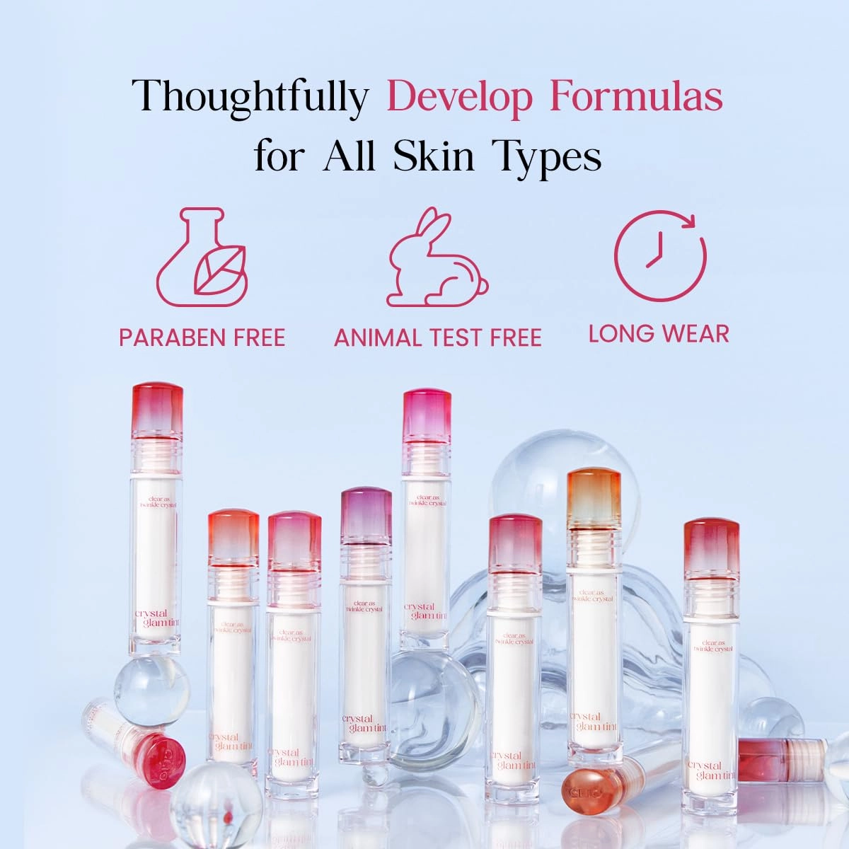 CLIO Crystal Glam Tint |Glossy Finish, Lightweight, Weightless, Buildable, Glass-Like, Smoothing, Long-Lasting, Vivid, Transparent, Shiny, Moisturizing, Hydrating (03 Blushed Peach)