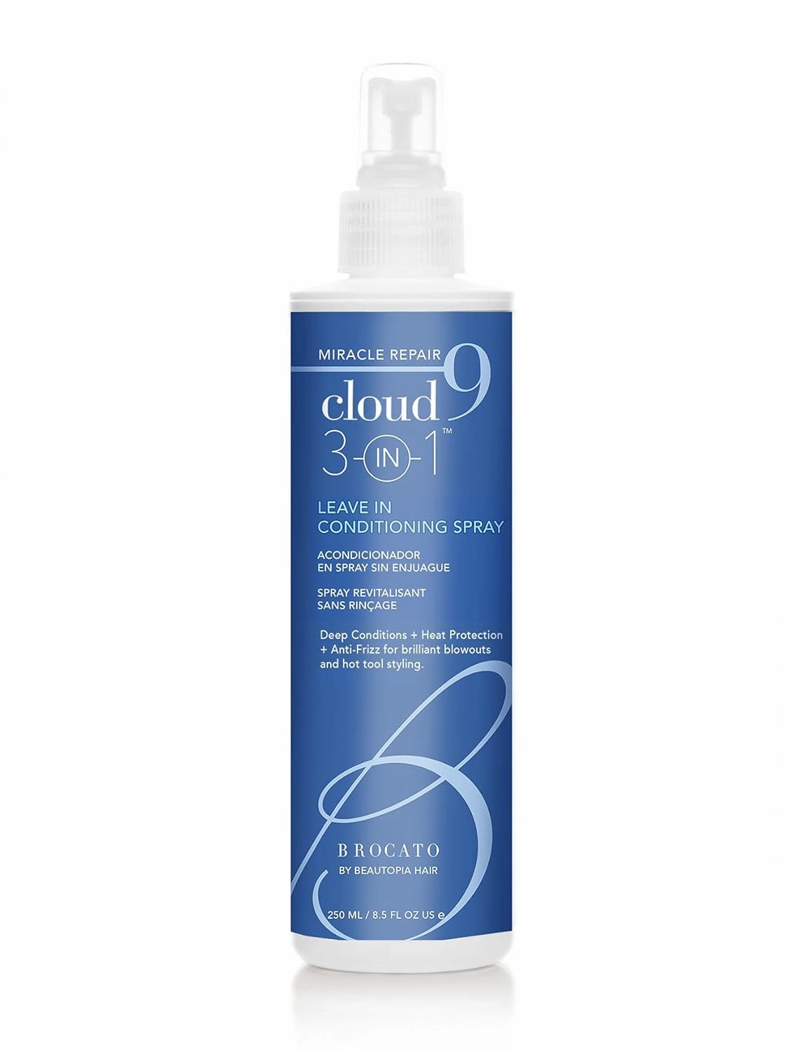 Cloud 9 Miracle Repair 3-in-1 Heat Protectant and Leave-In Conditioning Spray for Brilliant Blowouts and Anti-Frizz Hair