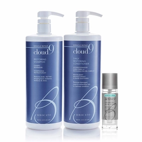 Cloud 9 Shampoo & Conditioner Liter, 32oz & Actives Enhancing Serum | Shine Booster & Conditioning Hair Agent | Replenishing Oils, Repair & Smooth Hair | Perfect For Straight or Curly Texture