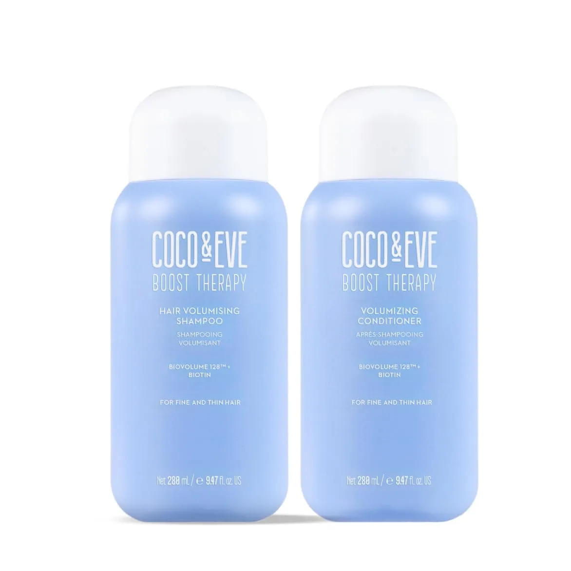 Coco & Eve Boost Therapy Hair Volumizing Shampoo & Conditioner Bundle Set. With Biotin to Target Fine, Thinning Hair. For Thickening, Nourishing, and Improving Volume, Density & Shine. (18.94 Fl Oz)