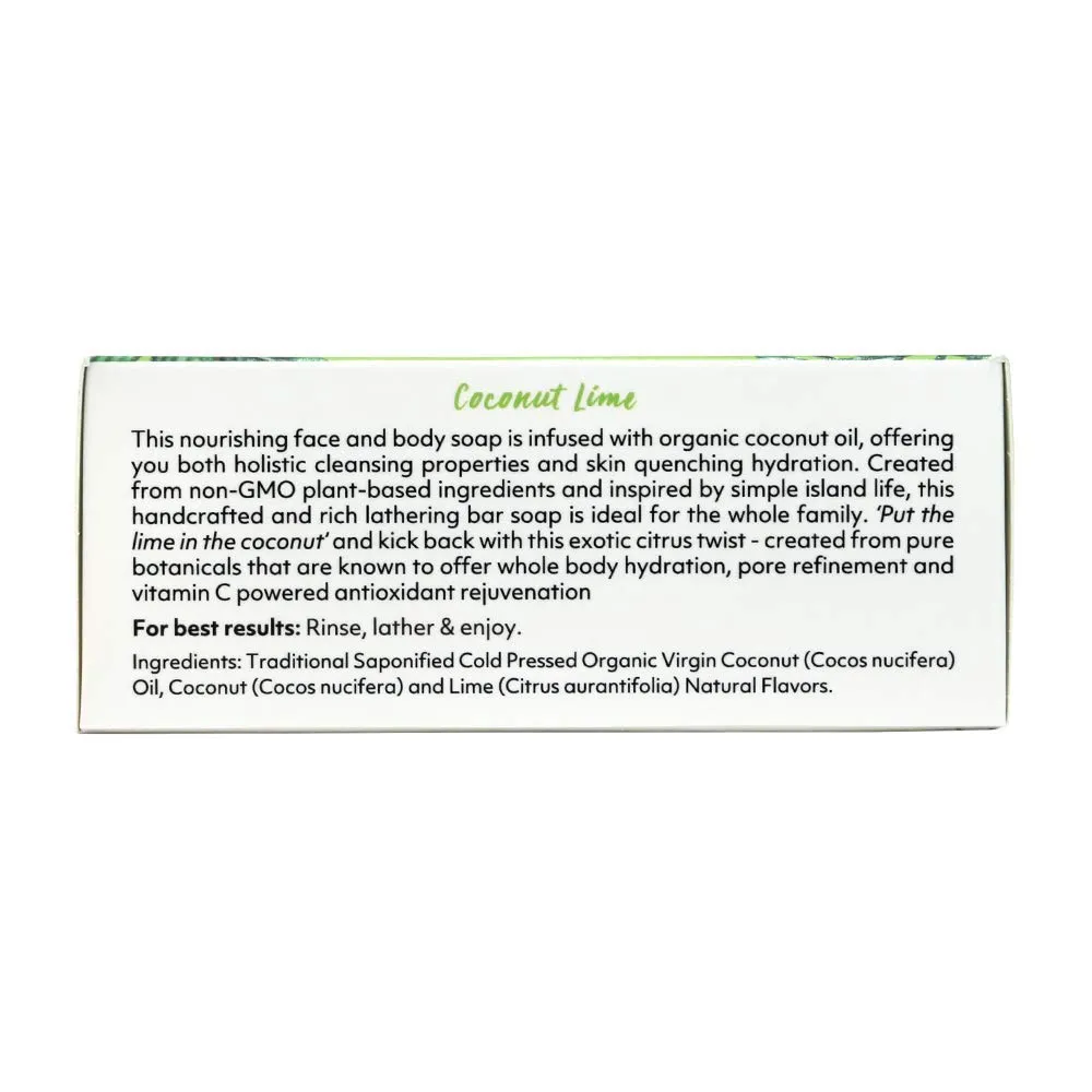 Coco Fiji Soap Bar for Face and Body Infused With Organic Coconut Oil, Coconut Lime, Essential Oil, Natural Soap for Moisturizing & Pore Purifying Skin, 7 oz,Pack of 2
