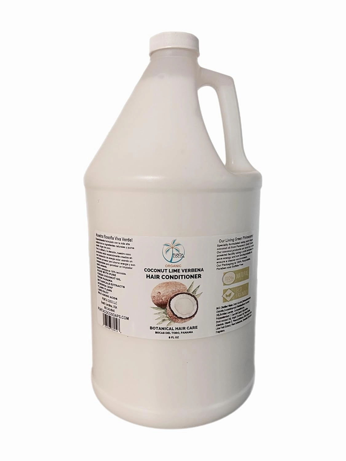 Coconut Lime Verbena Hair Conditioner, Gallon size, pure virgin coconut oil, Punta Coco Soaps, Hydrating, Protective,