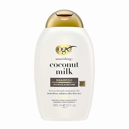 Coconut Milk Moisturizing Shampoo, Hydrating & Restoring Shampoo Moisturizes for Soft Hair After the First Use, Paraben-Free, Sulfate-Free Surfactants, 13 fl. oz