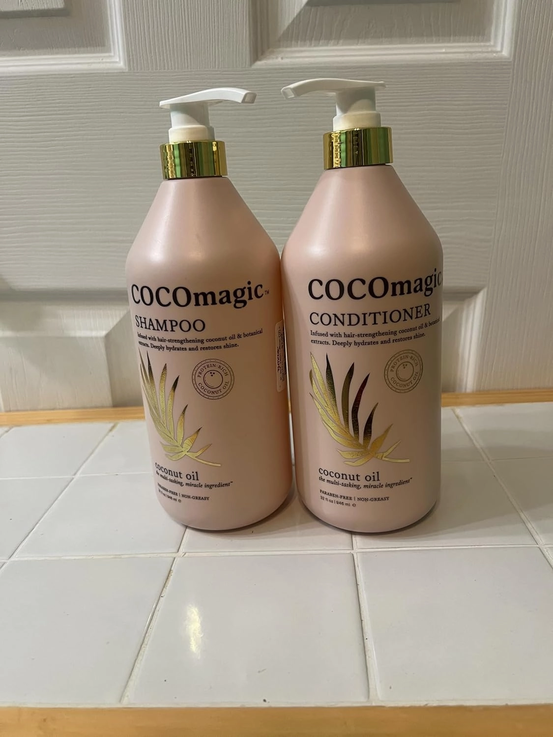 Coconut Oil Shampoo and Conditioner Set, Hydrating Hair Care with Botanical Extracts, 2 Pack