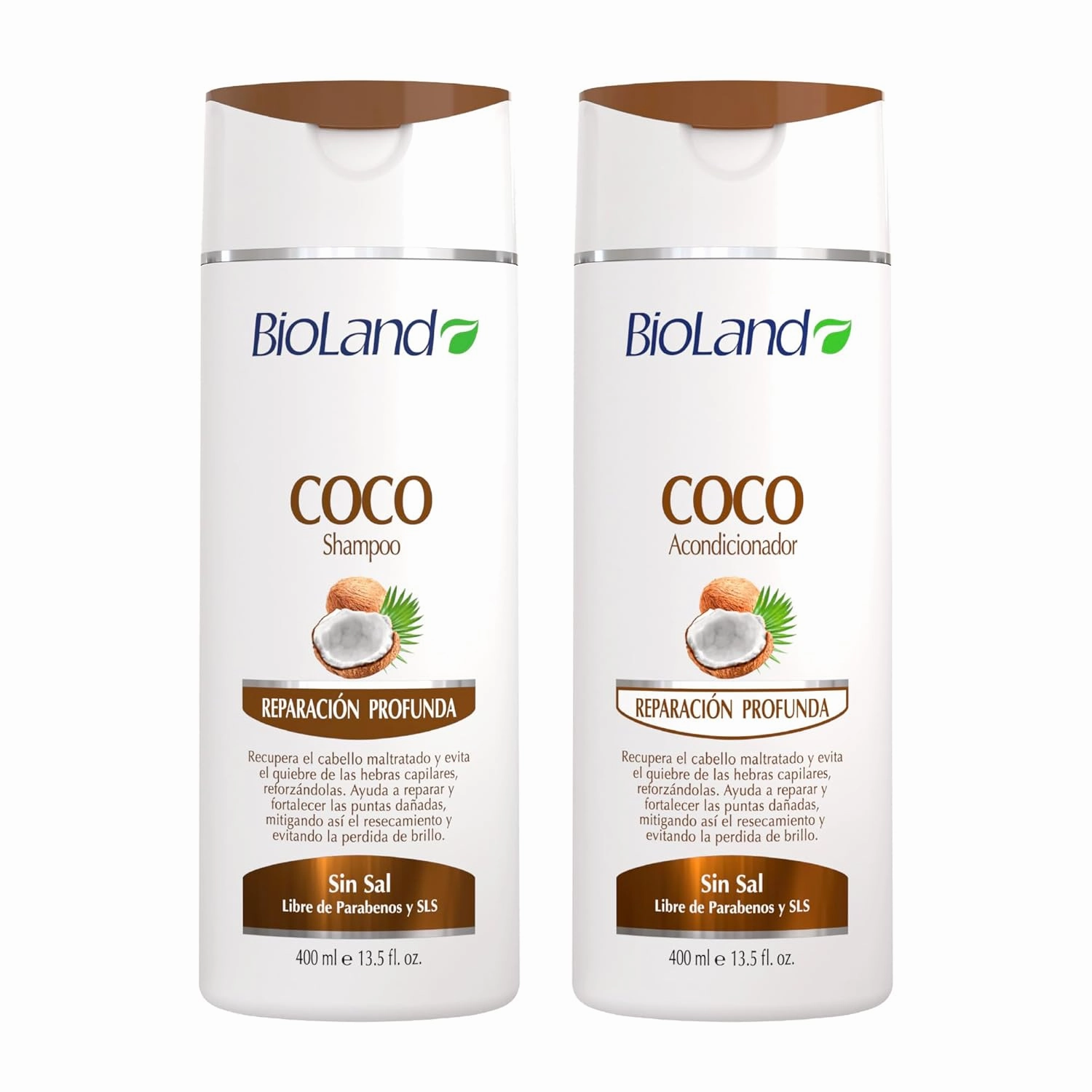 Coconut Shampoo and Conditioner Bundle - Nourishing & Restorative Hair Care for Dry & Curly Hair (13.53 fl oz each)