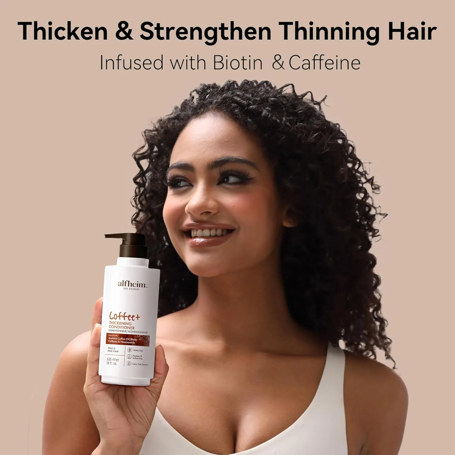 Coffee  Thickening Conditioner | Infused with Arabica Coffee Oil, Caffeine & Niacinamide | Hair Strengthening & Thickening for Thin, Fine Hair | Silicone-Free, Safe for Color-Treated Hair