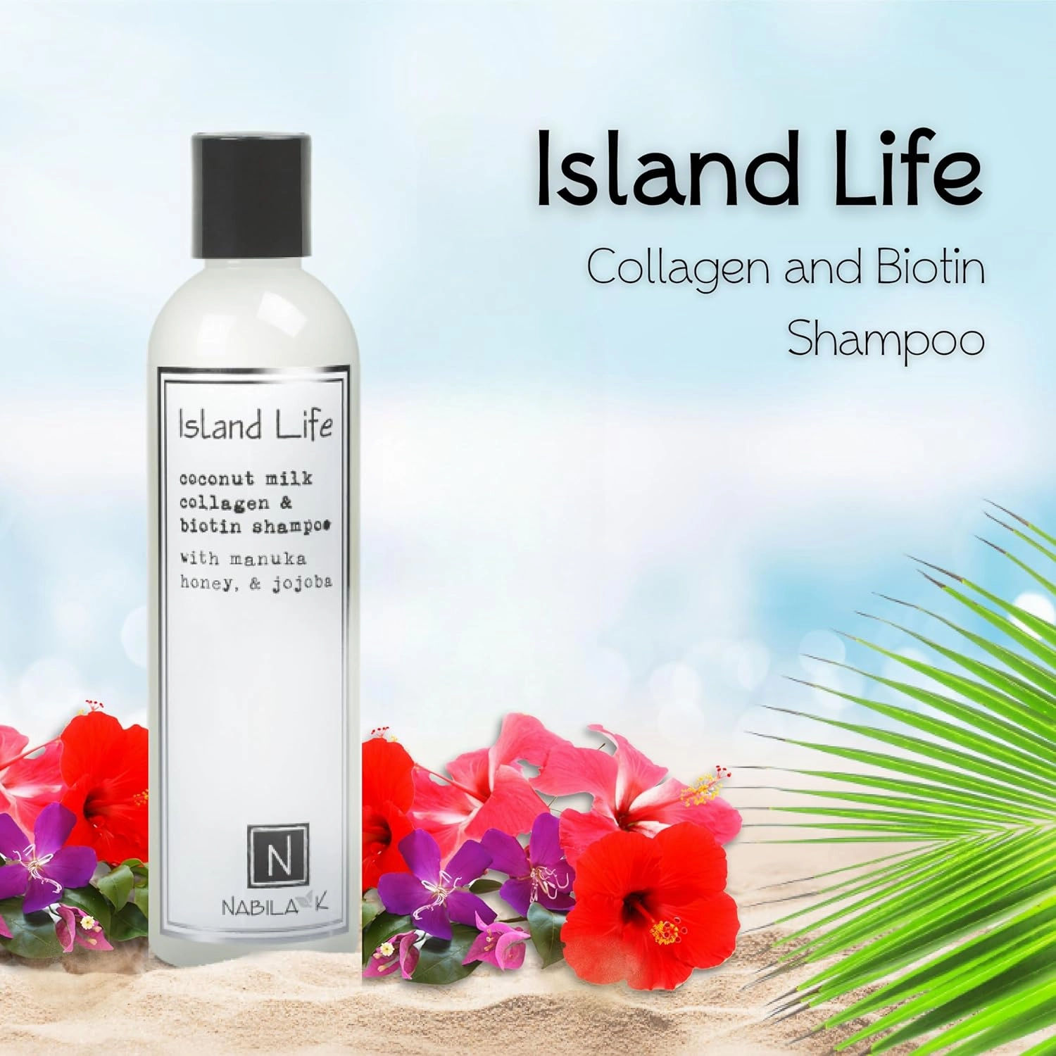 Collagen & Biotin Shampoo, 9 oz – Island Life – Coconut Milk, Manuka Honey & Jojoba – Cleansing, Hydrating, Color-Safe – Sulfate-Free