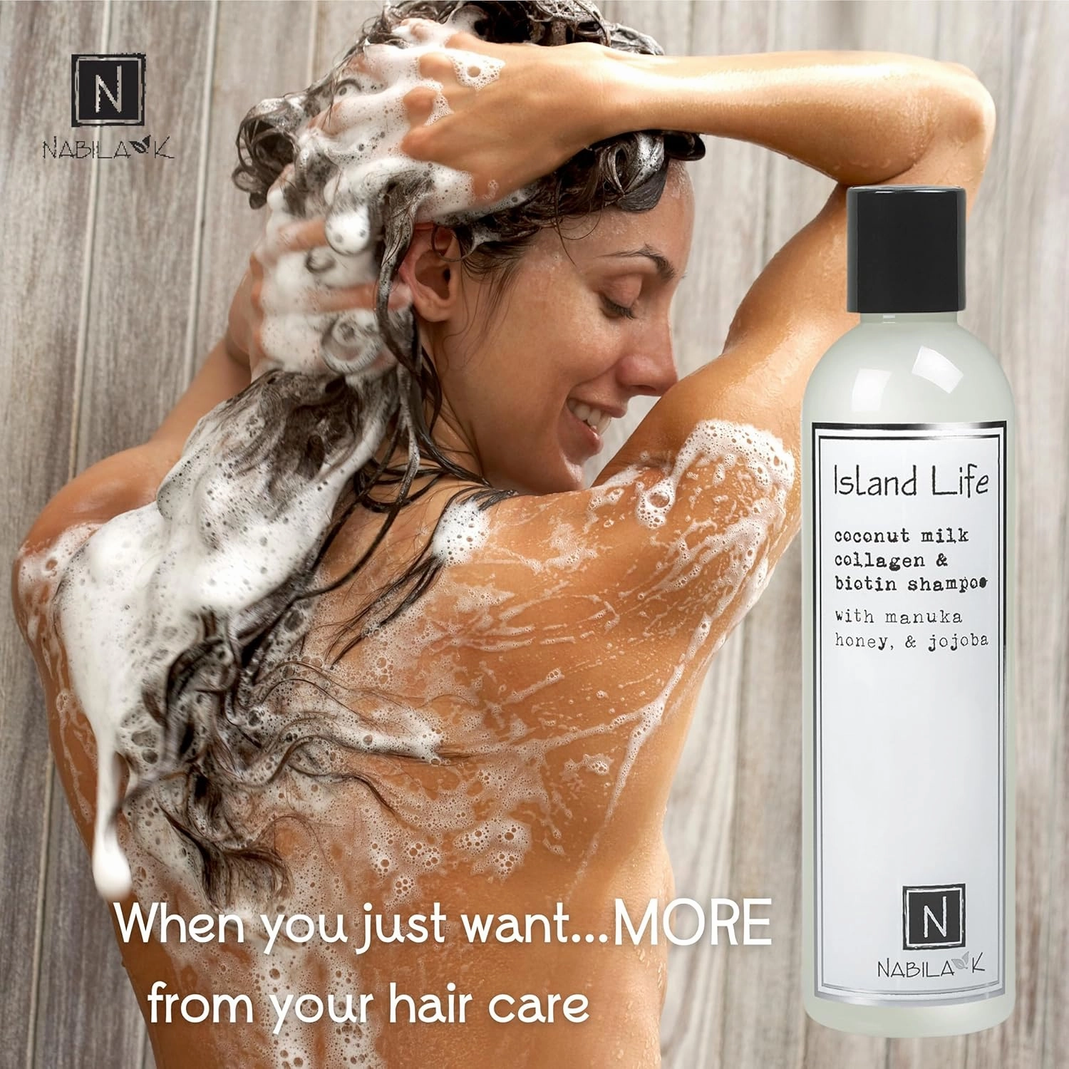 Collagen & Biotin Shampoo, 9 oz – Island Life – Coconut Milk, Manuka Honey & Jojoba – Cleansing, Hydrating, Color-Safe – Sulfate-Free