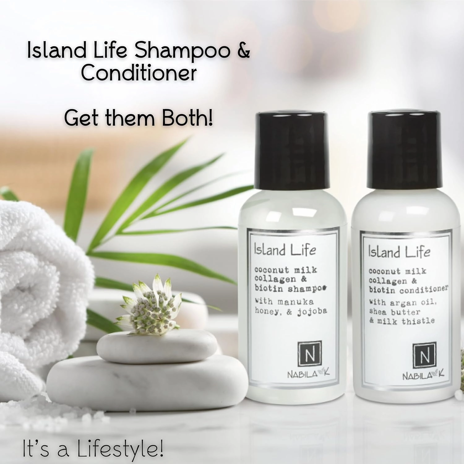 Collagen & Biotin Shampoo, 9 oz – Island Life – Coconut Milk, Manuka Honey & Jojoba – Cleansing, Hydrating, Color-Safe – Sulfate-Free