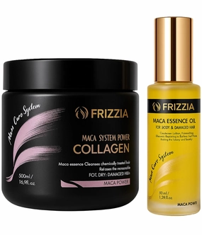 Collagen Mask with Maca and Argan Serum. Follicle strengthener, to soften, moisturize, repair and improve damaged hair 500ml / 50ml